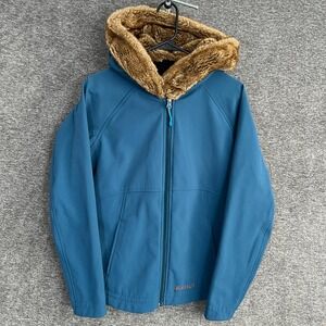 Marmot Womens‎ Blue Softshell Jacket Faux Fur Hooded Coat